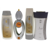 Ajmal Wisal Подаръчен комплект, парфюмна вода 50 мл + лосион за тяло 100 мл + душ гел 200 мл + пудра за тяло 80 гр - опаковката му е повредена