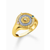 Thomas Sabo TR2449-974-1-54 Gold-plated signet ring w. sun symbol and small stones 