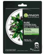 Черна текстилна маска с екстракт от черен чай Pure Charcoal Skin Naturals (Black Tissue Mask) 28 г