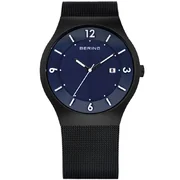 Bering Solar Watch Classic 14440-227 Men's Watch Black Blue 40 mm
