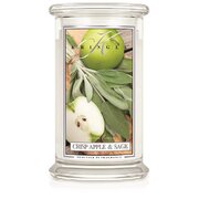 Kringle Candle Crisp Apple & Sage голяма ароматизирана свещ с 2 фитила (624 g)