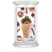 Kringle Candle Cypress & Cinnamon голяма ароматизирана свещ с 2 фитила (624 g)