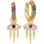 Ania Haie EST048-12 Hoop Earrings Rainbow Evil Eye + 1 x 2-Pendant Set