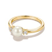 Thomas Sabo TR2370-M01-14-56 Ring with Pearl and White Cubic Zirconia for Women, Gold-Plated